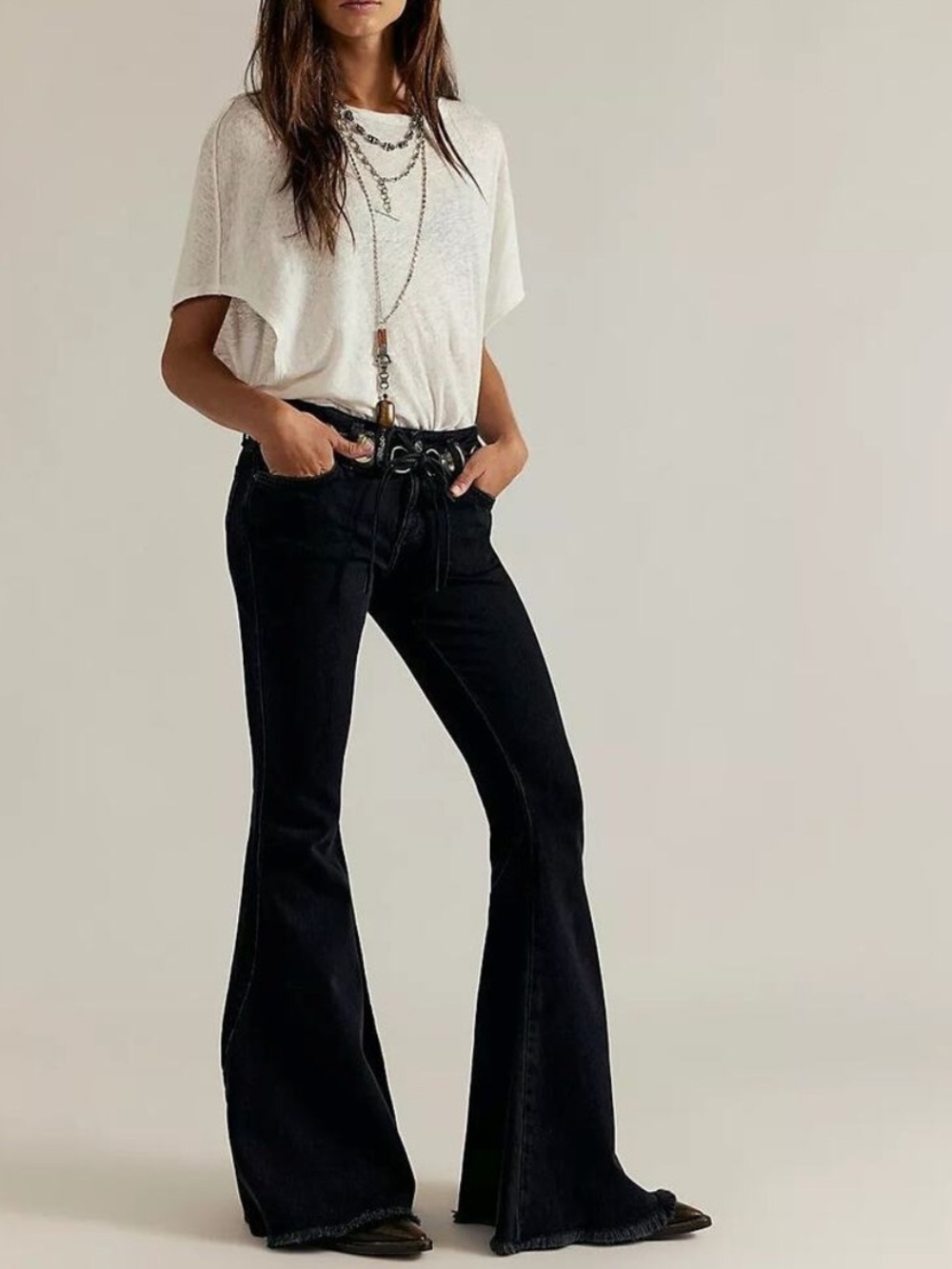 NWT | We The Free Emre Low Rise Flare Jeans Black Orchid